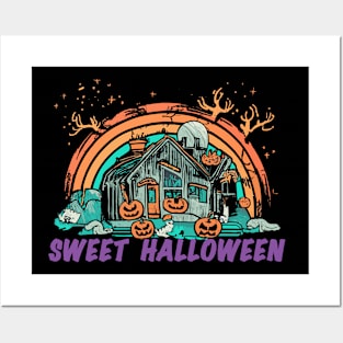 Sweet Halloween ghost house Posters and Art